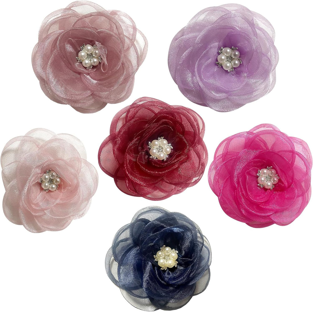 6 Pcs Dog Collar Accessories Slide-On Pearl Flower Charms