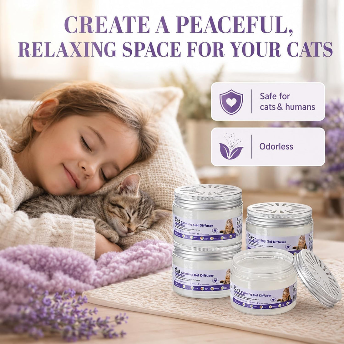4 Pack Cat Pheromone Calming Diffuser Gel Relieve Anxiety