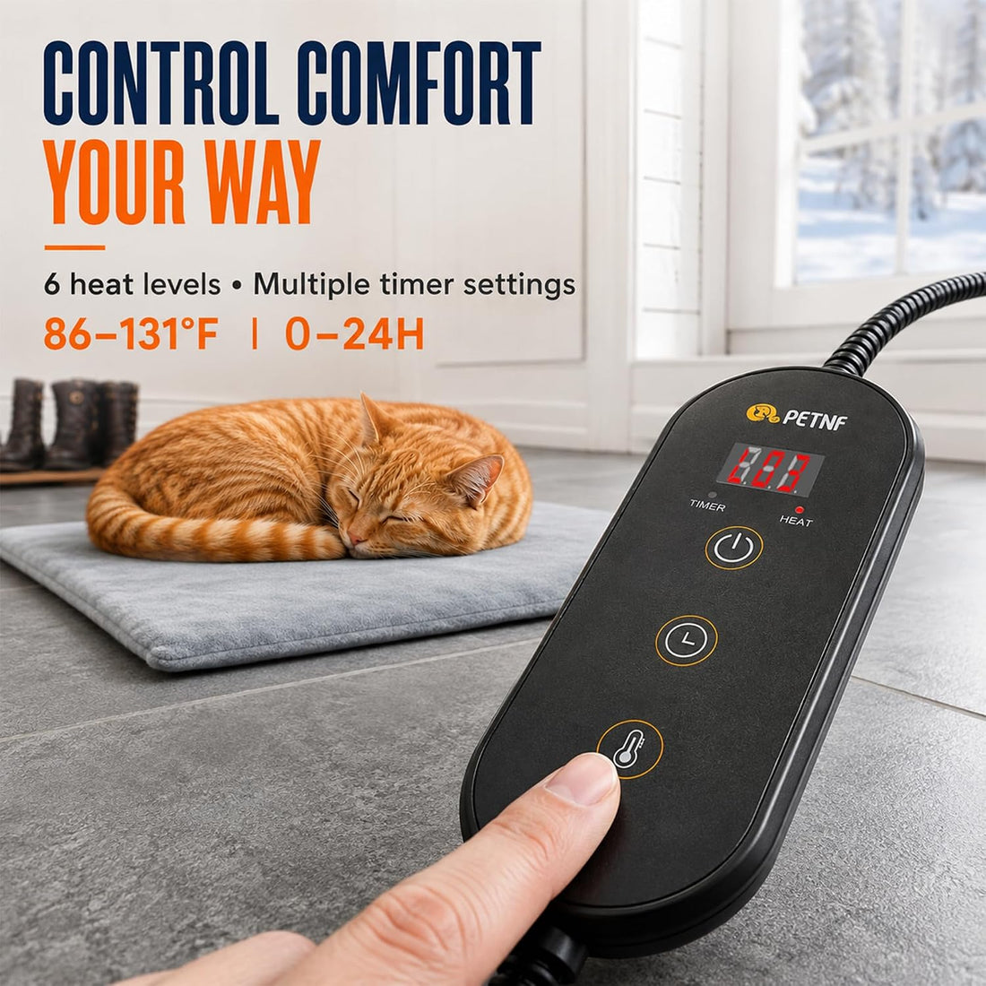 PETNF Outdoor Heated Pet Pad with Adjustable Temperature Control Box