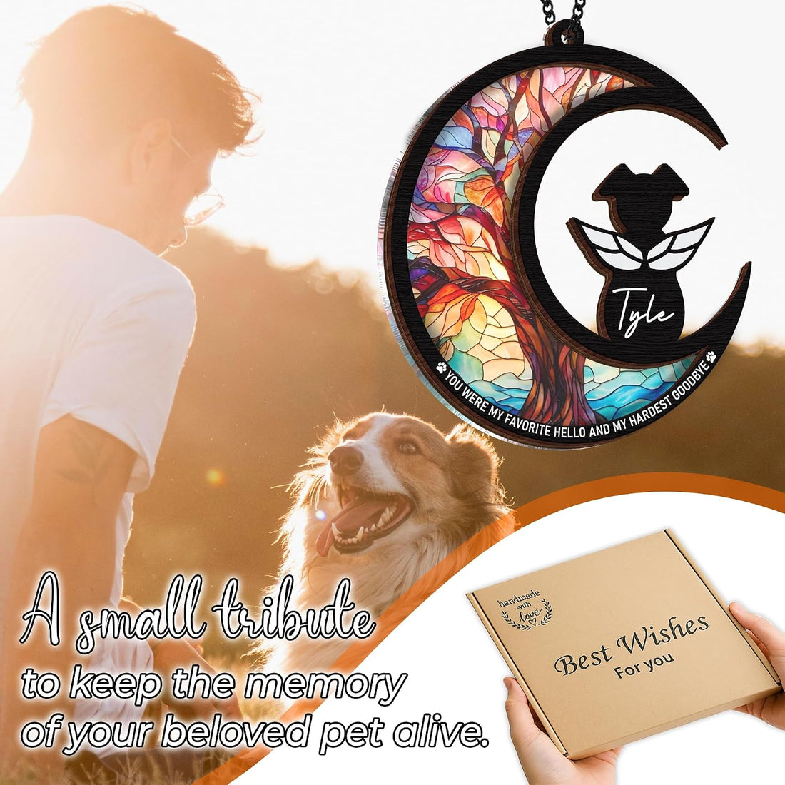 6" DIY Dog Memorial Suncatcher – 4-in-1 Pet Memorial Gifts for Dogs