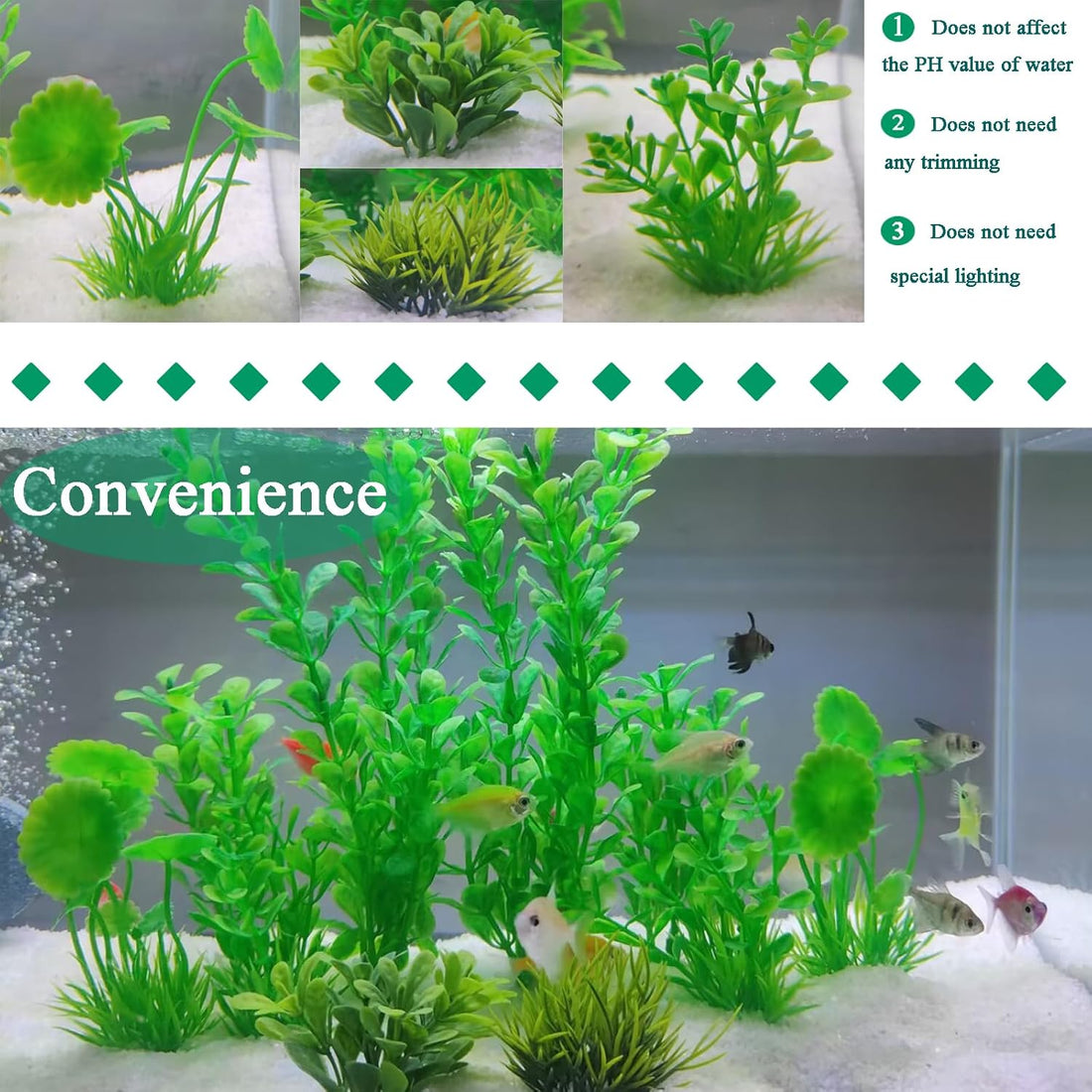 AQUANEAT Artificial Fish Tank Plants, Plastic Aquarium Decorations