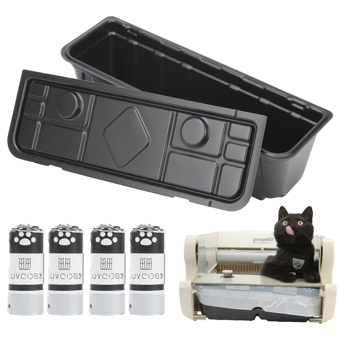 LUVCOSY 1 Permanent Waste Receptacles with 40 PCS Litter Box Liner