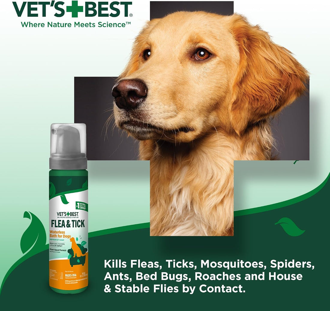 Vet's Best Waterless Flea & Tick Bath for Dogs, Plant-Based, 8 oz