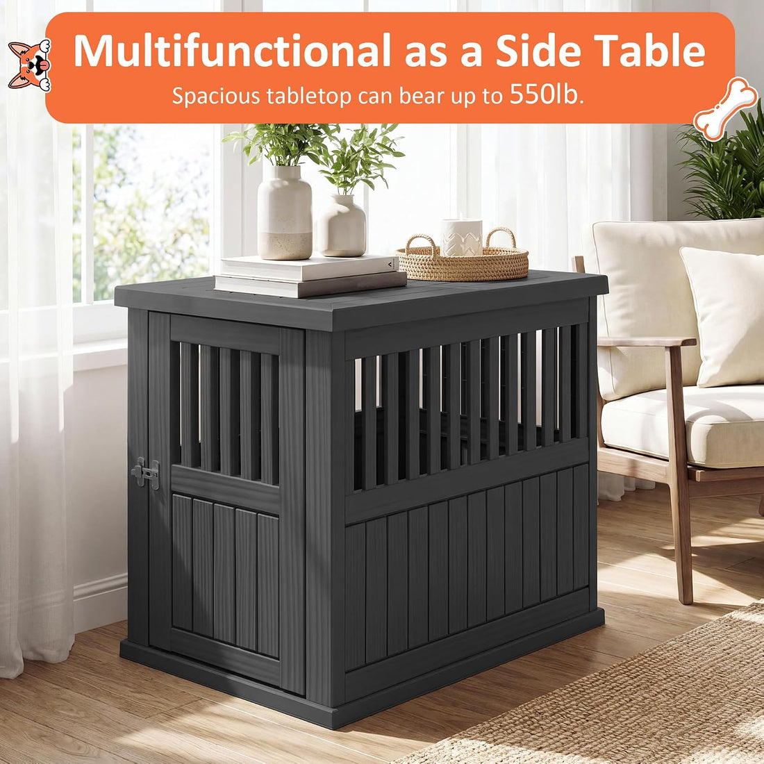 Fancyango Heavy Duty Dog Crate Furniture Lockable Indoor Outdoor