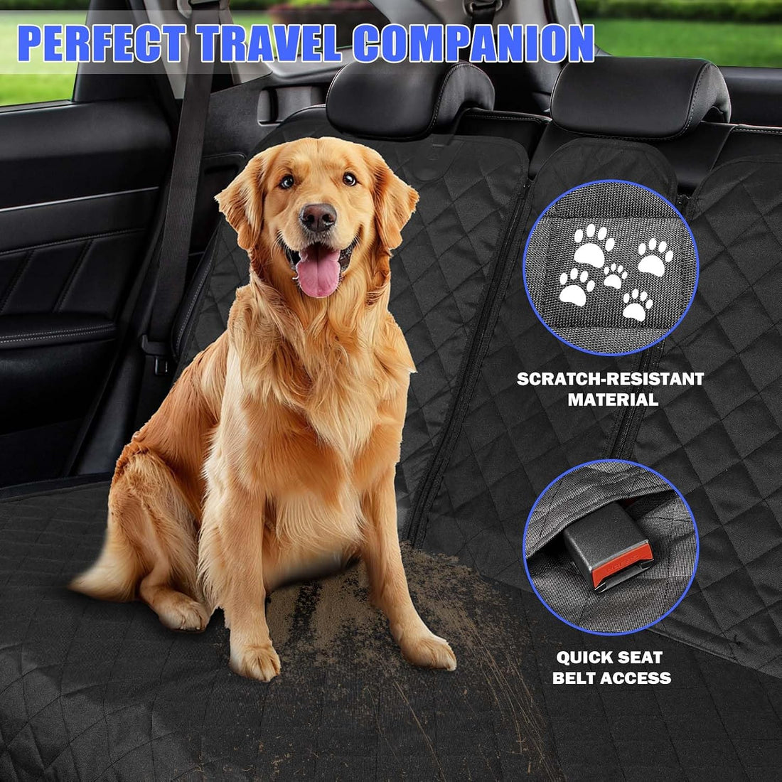 Yonktoo Dog Car Seat Cover for Back Seat