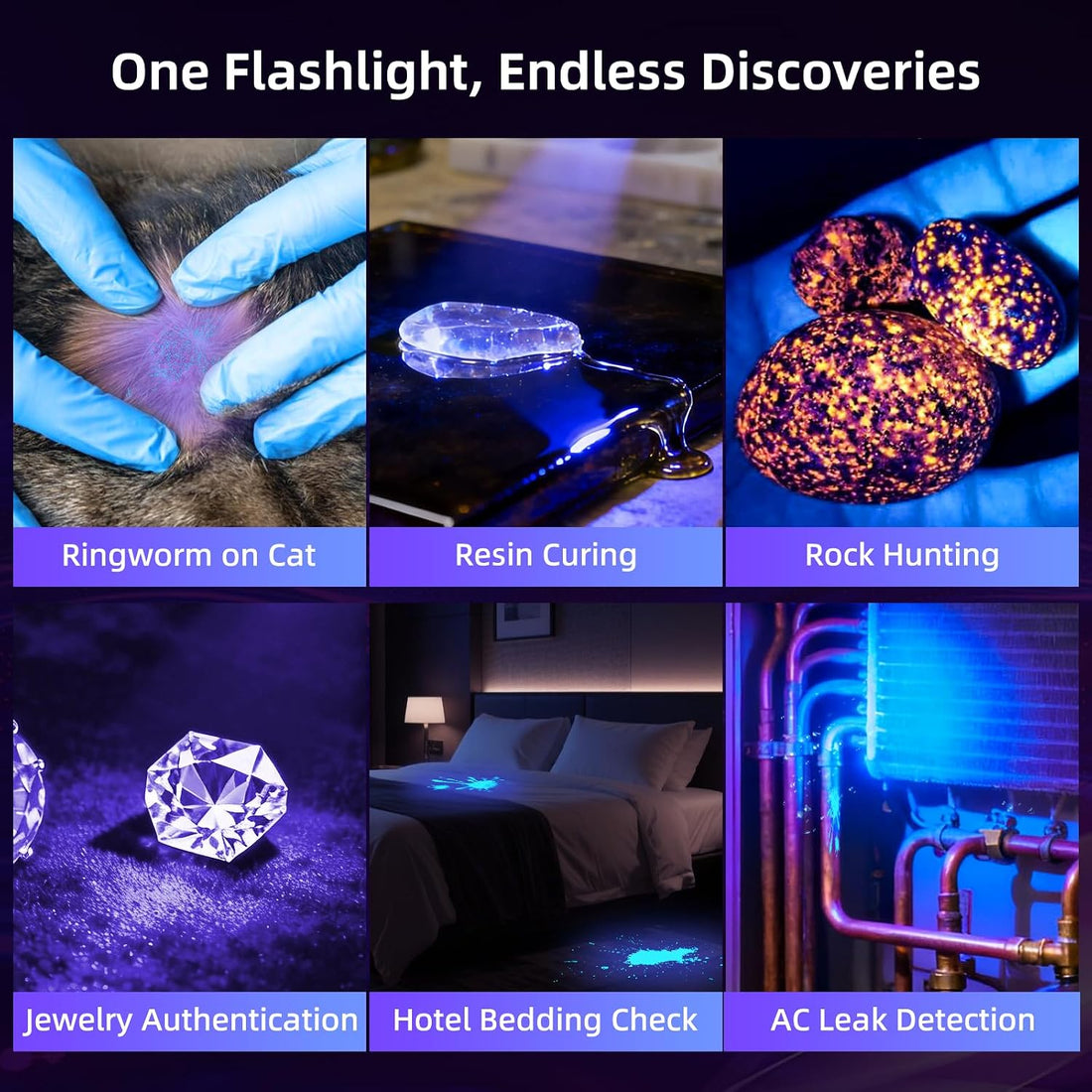 Tremdwoto 365nm UV Blacklight Flashlight Rechargeable