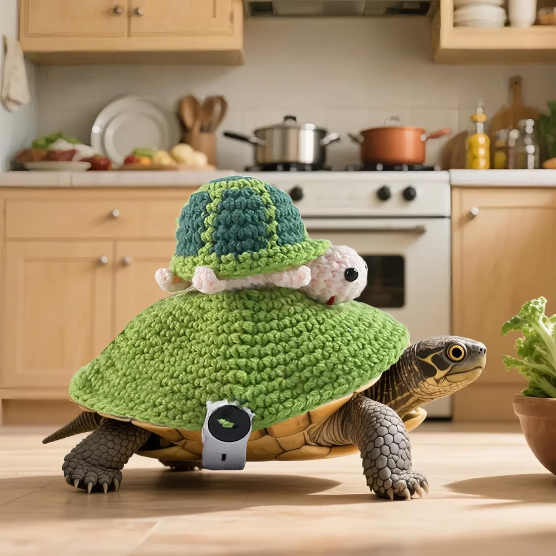 Warm Knit Tortoise Sweater, Handmade Turtle Sweater Small Animal