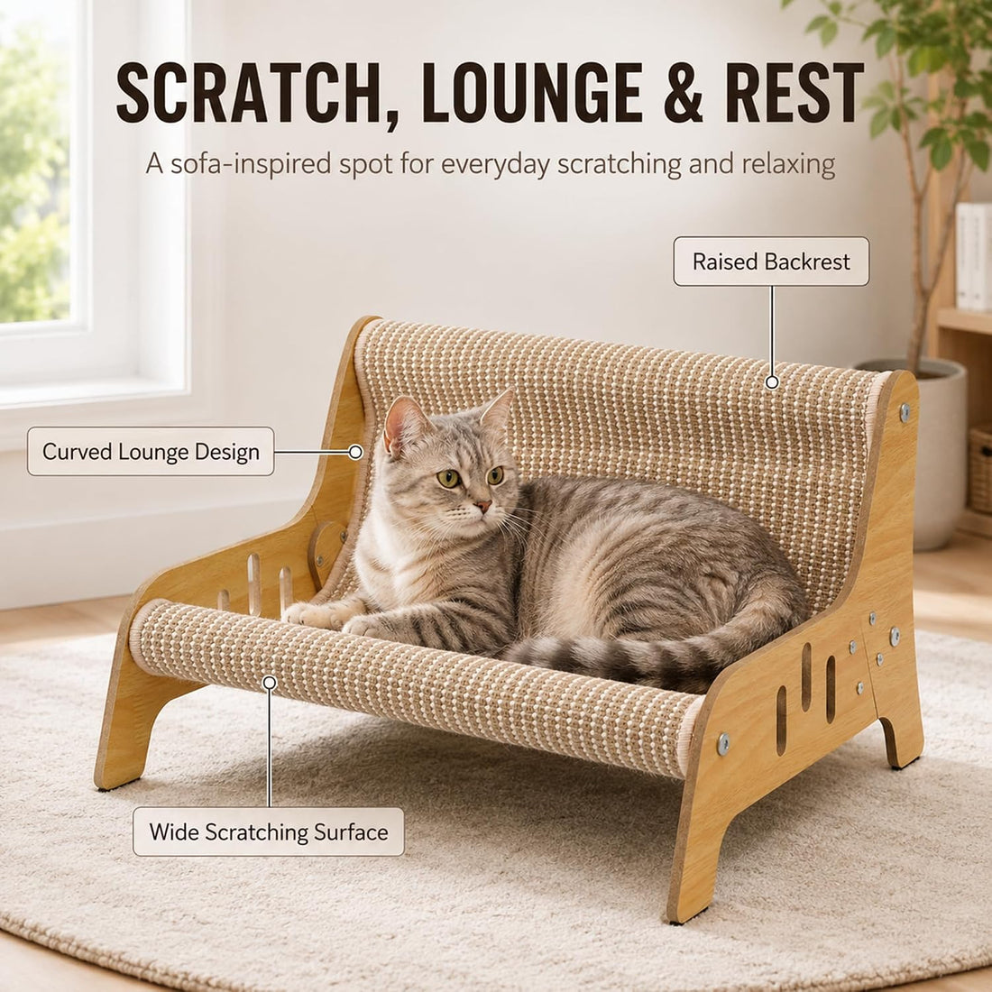 Sisal Cat Scratcher Sofa Bed and Lounger for Indoor Cats