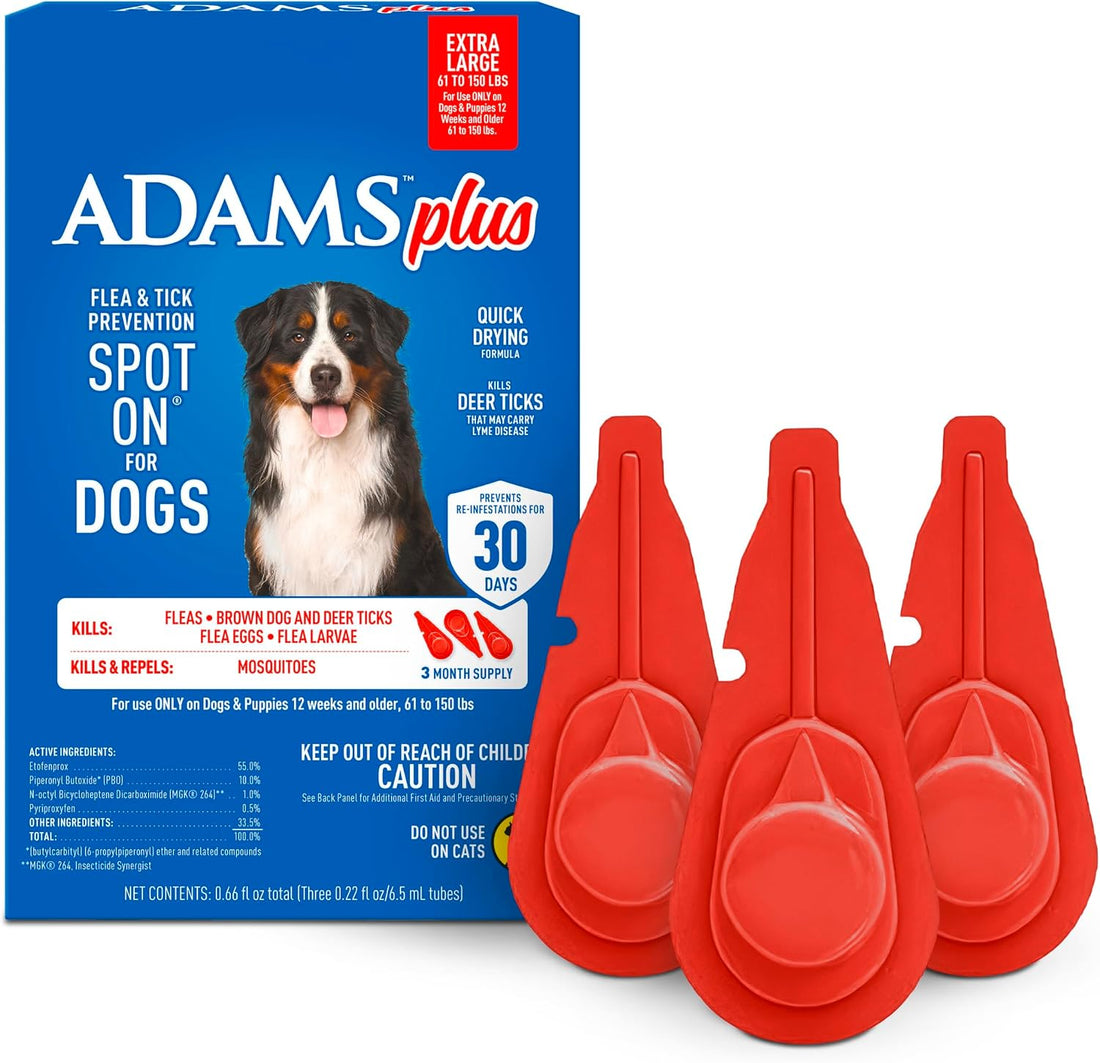 ADAMS Plus Flea & Tick Prevention Spot On for Extra Large Dogs, 3 Pack