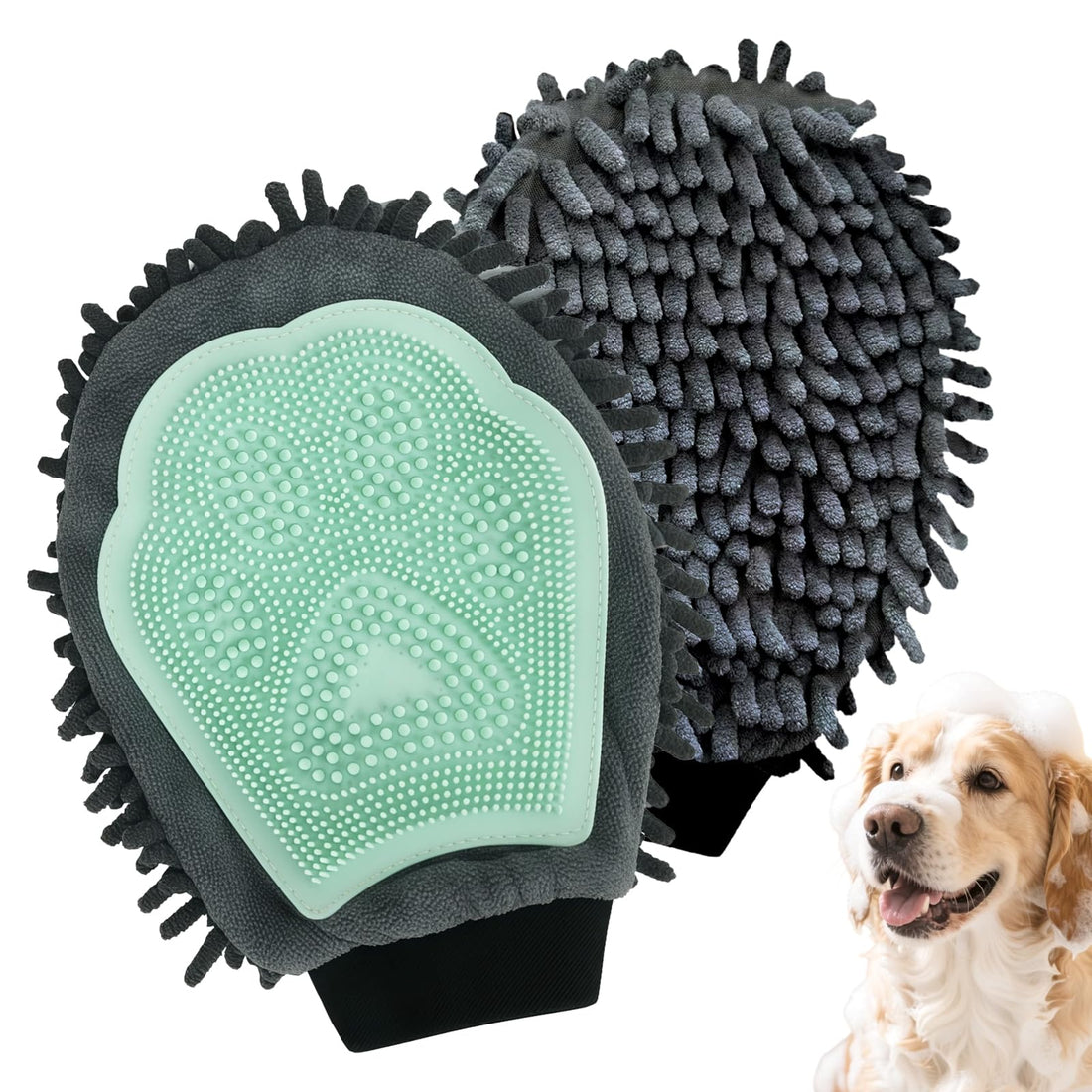 Histotree Green Double-Sided Dog Bath Glove Dog Washing Glove Massage