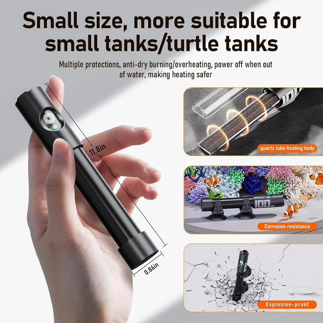AQUASMITH 50W Aquarium Heater for 5-10 Gallon Tanks