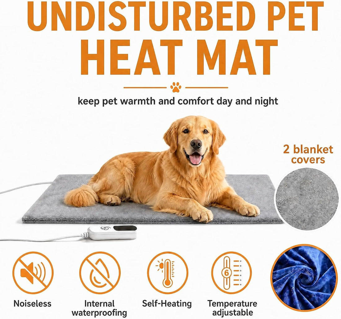 Dog & Cat Heated Bed, 9 Temp Setting & 4 Timer Dog Heating Pad