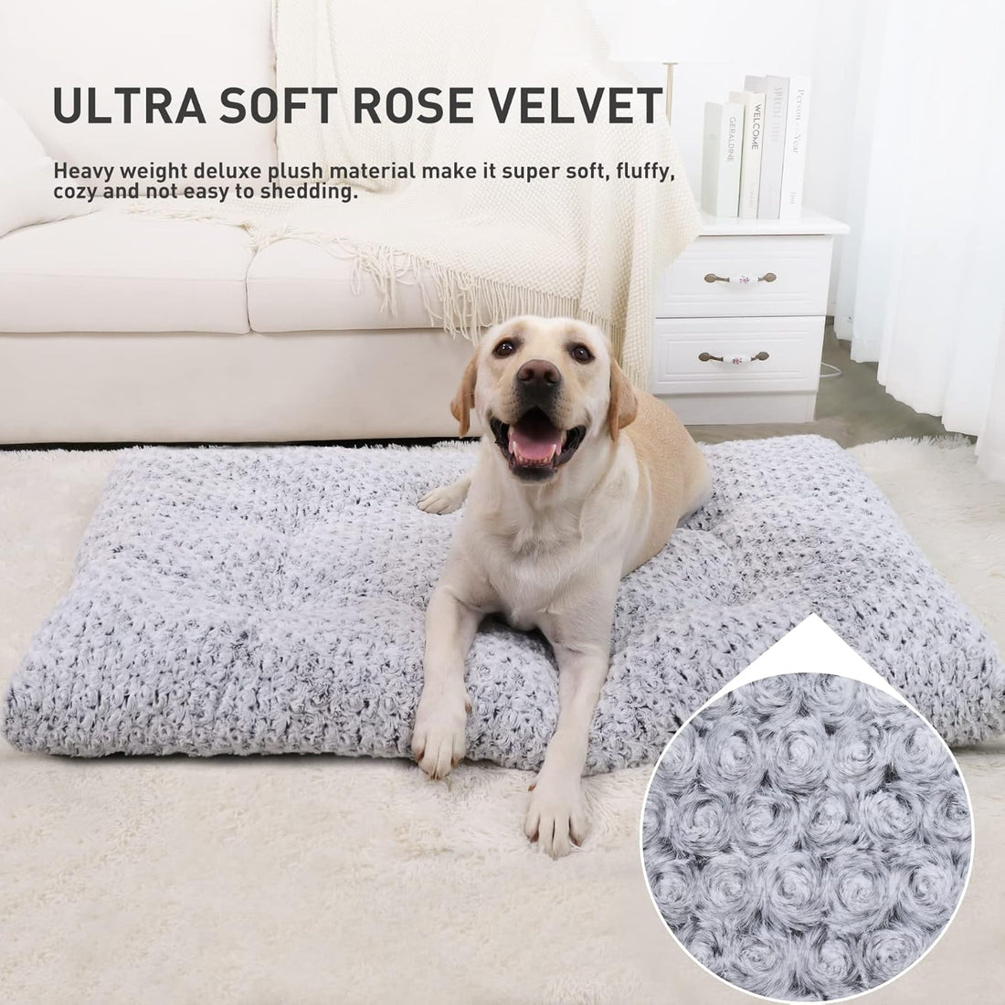 KSIIA Washable Dog Bed Medium Size Dog Crate Bed Plush Pet Mat
