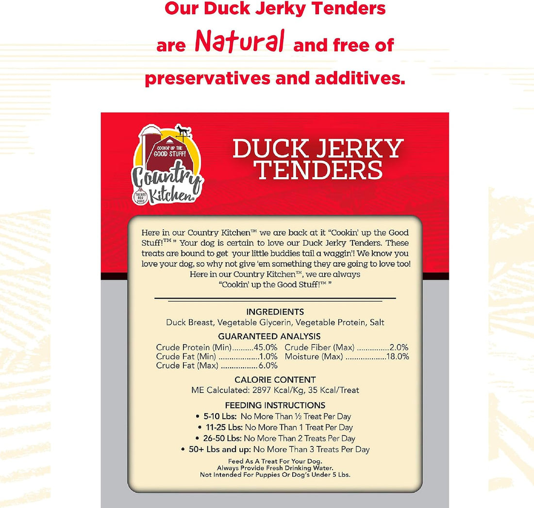 Country Kitchen Duck Jerky Tender Dog Treats, High Protein, 32 oz