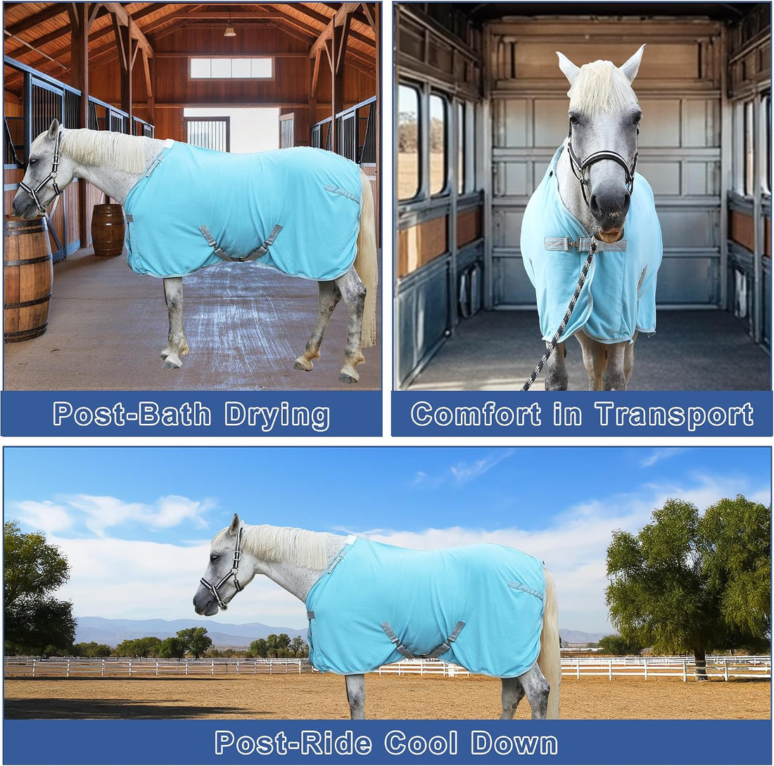 Horse Fleece Cooler Blanket, Moisture Wicking Post-Workout Drying