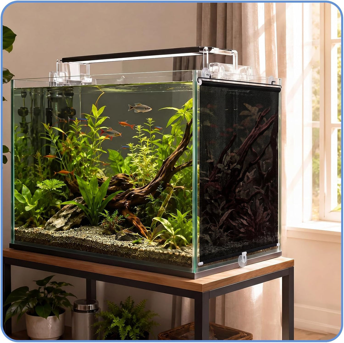 Mifoci Aquarium Light Blocker Retractable Fish Tank Background