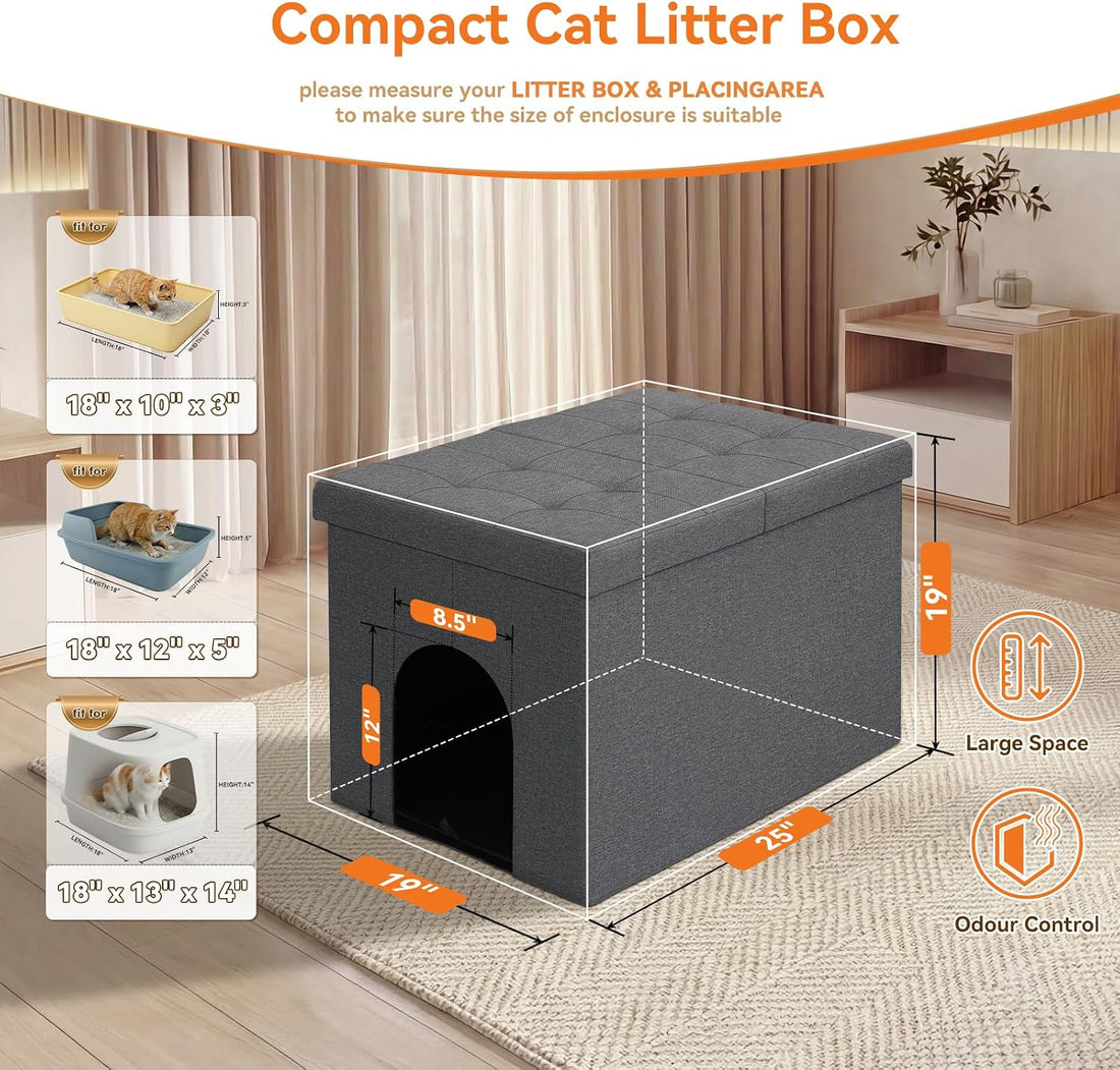 Zerbuger Cat Litter Box Enclosure Furniture for Odor Control,Hidden