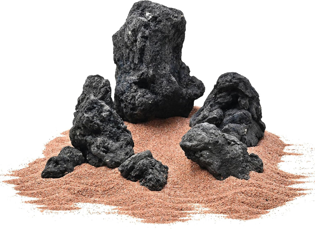 Black Lava Rock Aquarium Stones for Fish Tank,3LB 3-5inches