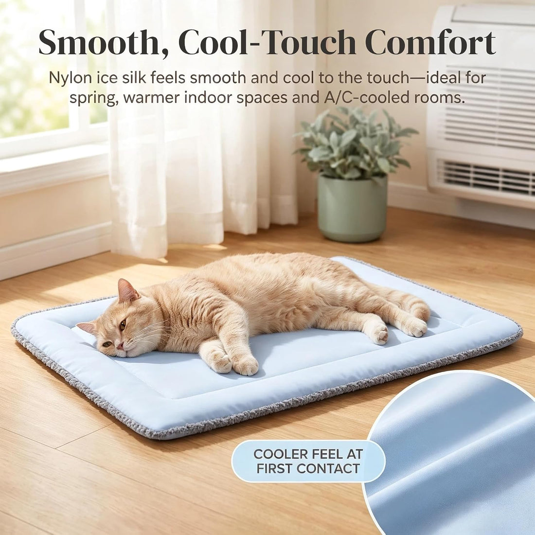 Reversible Cat Bed Mat, Cool-Touch Ice Silk & Self-Warming Fleece