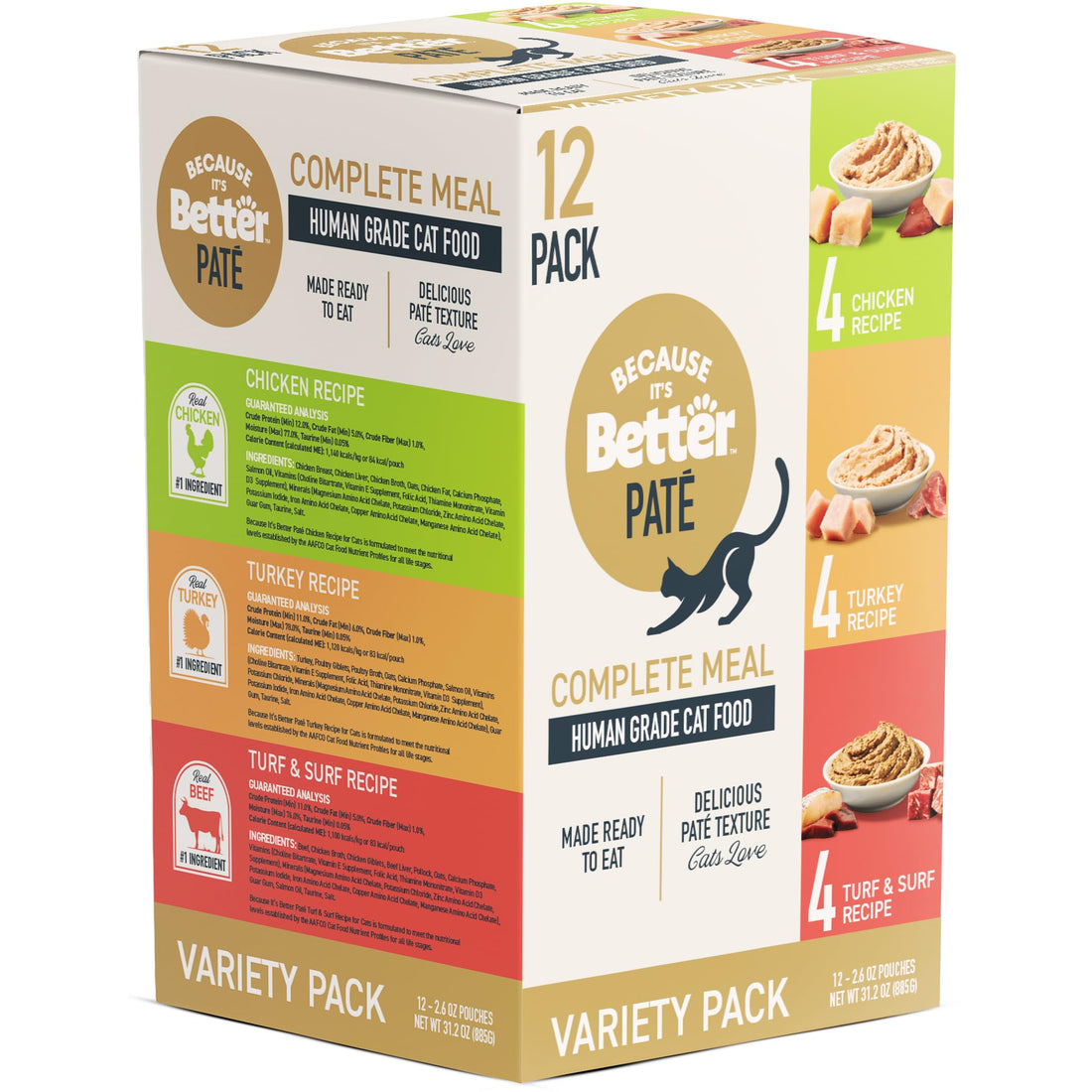Because It’s Better Pate Complete Meal - Wet Cat Food - Variety Pack