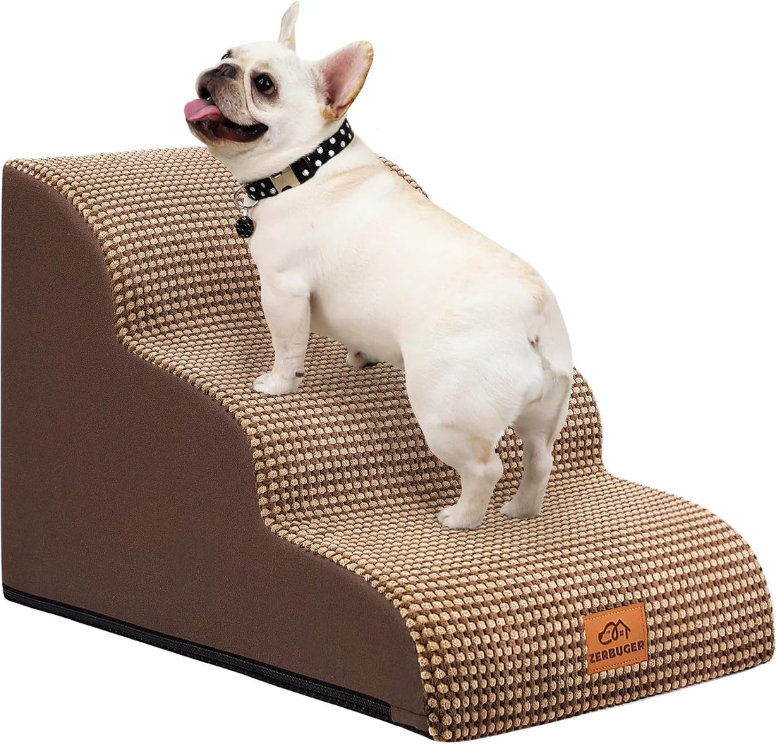 Zerbuger Dog Ramp and Stairs for Bed, Coffee 3 Steps 16" H