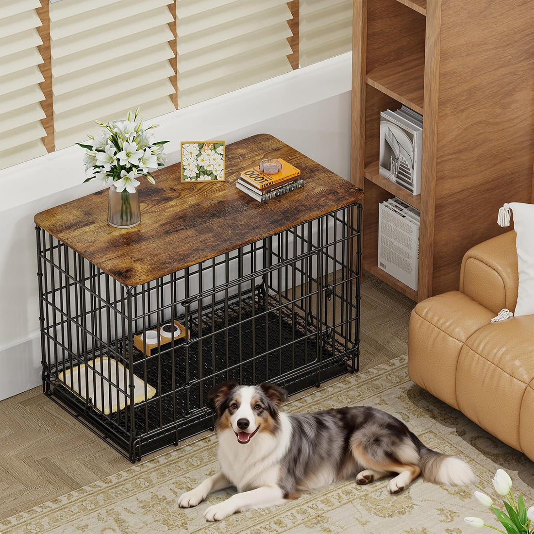 Dog Crate Topper for 30'' Dog Cage, Dog Kennel Topper Wood Countertop
