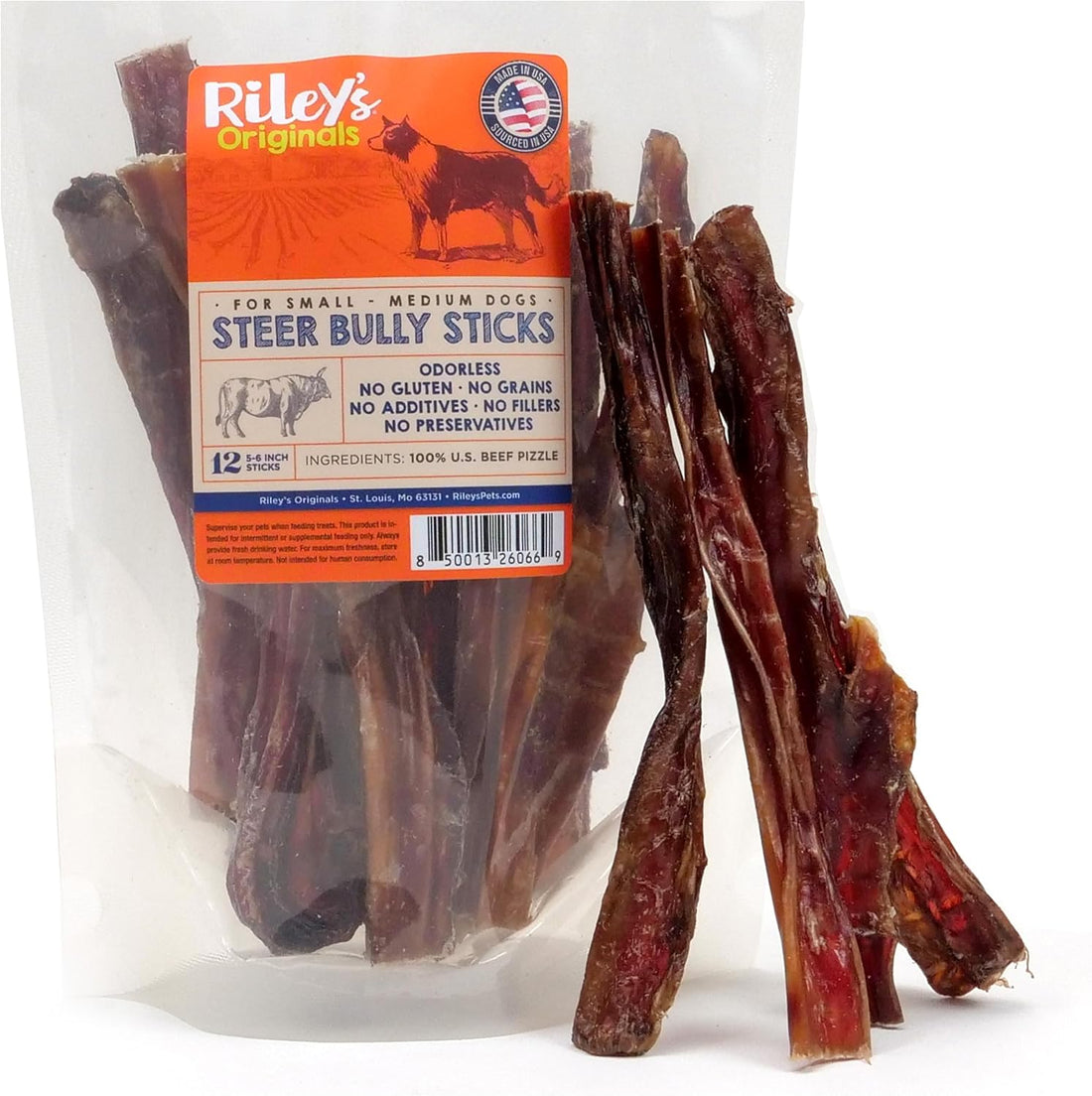 Riley's Steer Bully Sticks for Large to XL Breeds - 11-12", 5ct