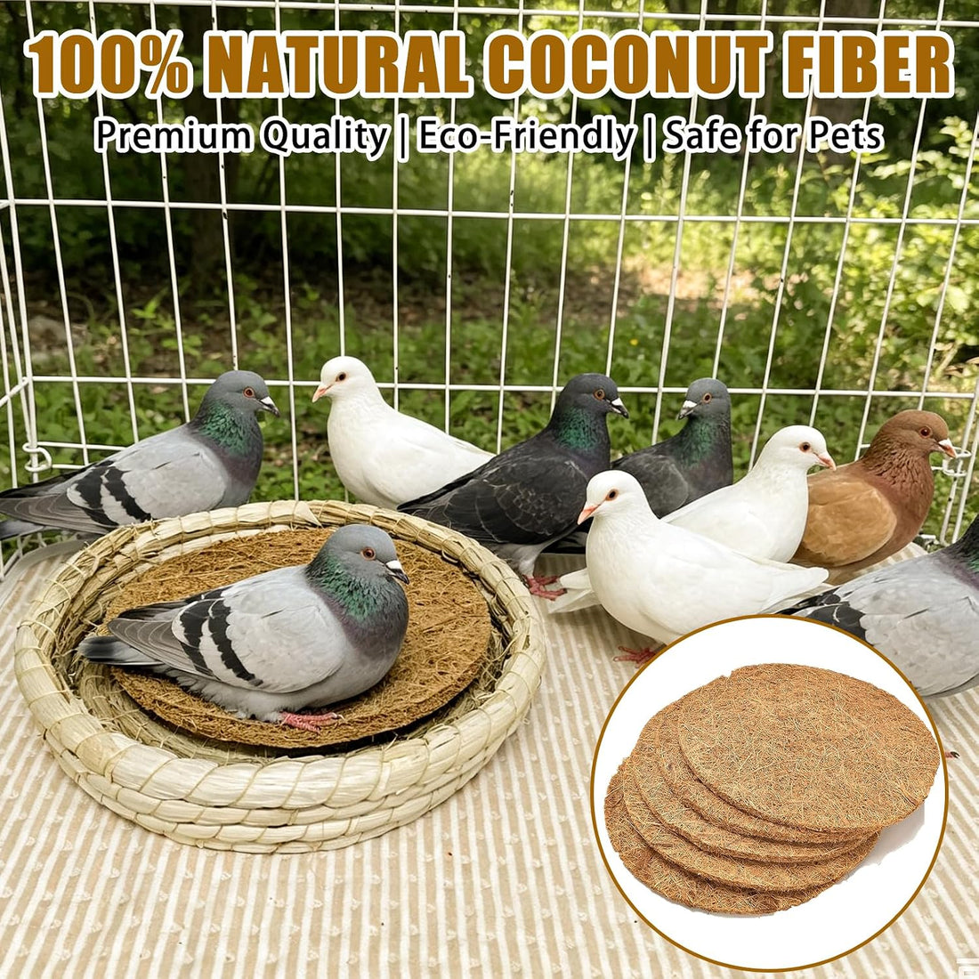 12PCS Pigeon Nest Pads Coconut Fiber Bird Nesting Material for Chicken