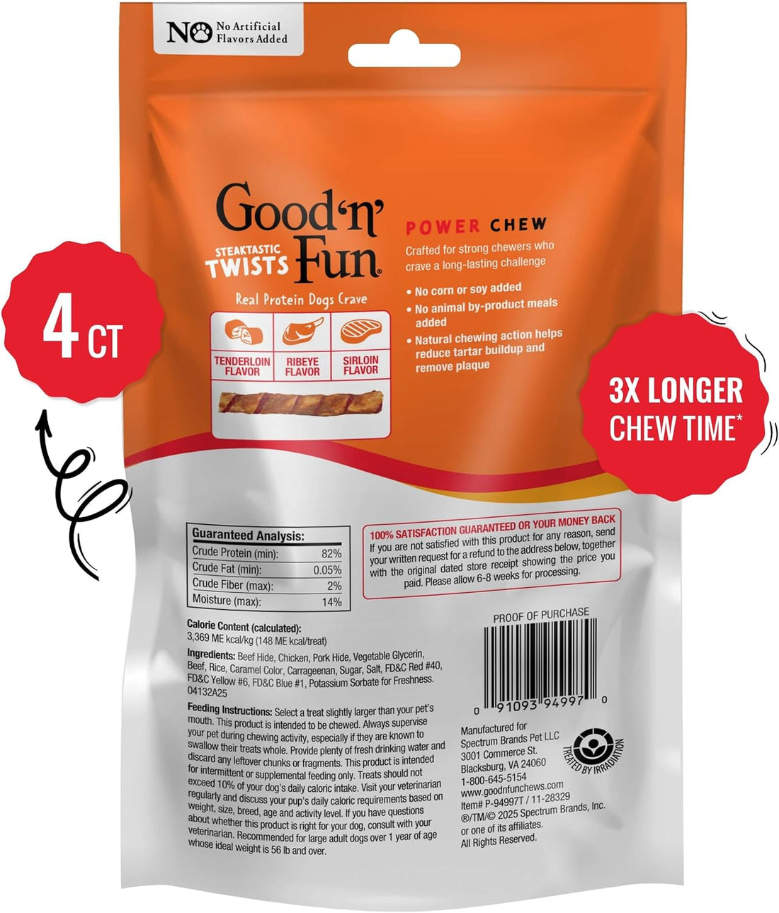 GOOD 'N' FUN SteakSational Twist High Protein Treat for Large Dog