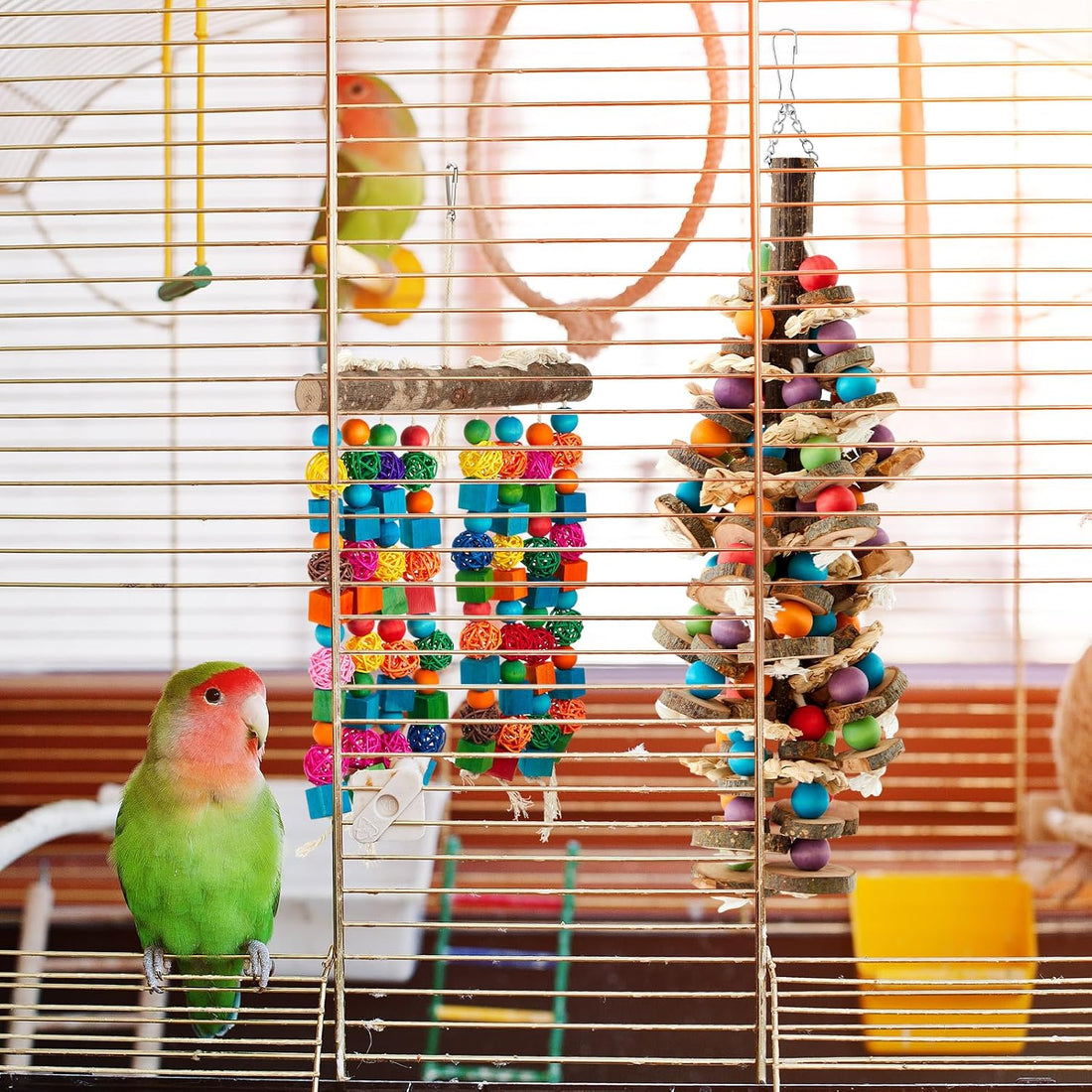 Seenelling 4 Pcs Extra Large Bird Parrot Toy Multicolored Natural