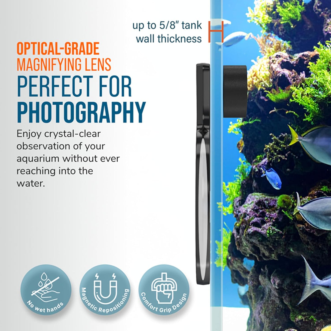 Flipper Aquarium Magnifying Glass, DeepSee Magnetic Viewer. 4"