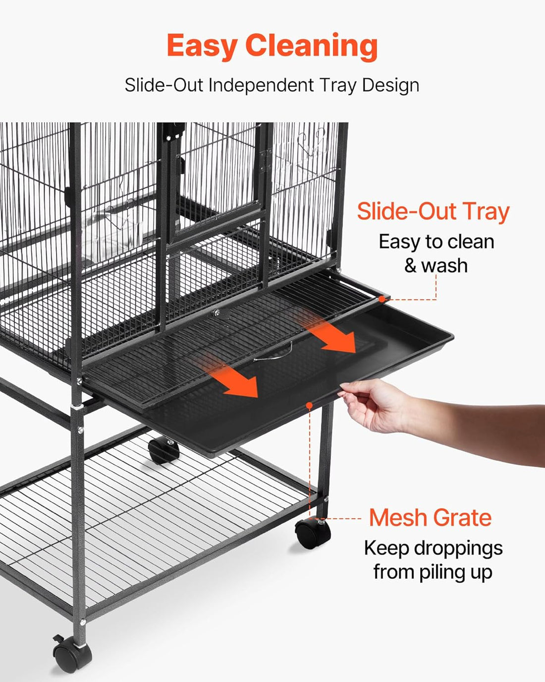 VEVOR Bird Cage, 24.6 x 16.7 x 53.9 inch, Flat Top