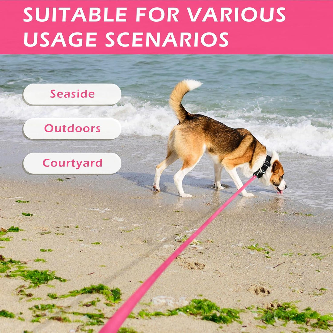 WOLFONE Waterproof PVC Dog Leash Long Training Lead 17FT Heavy Duty