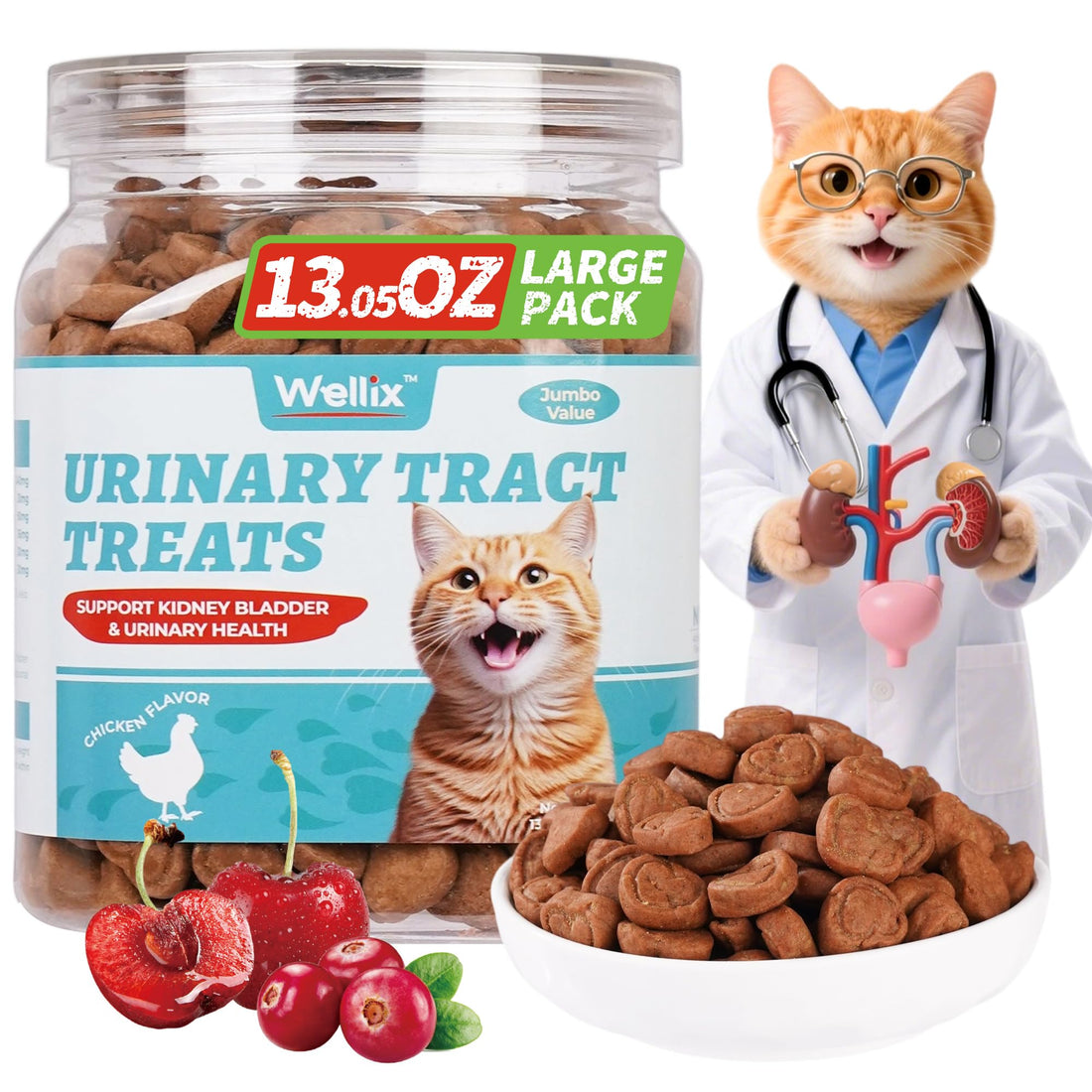 Wellix 13.5oz Urinary Tract Health Supplement Cat Treats for Indoor