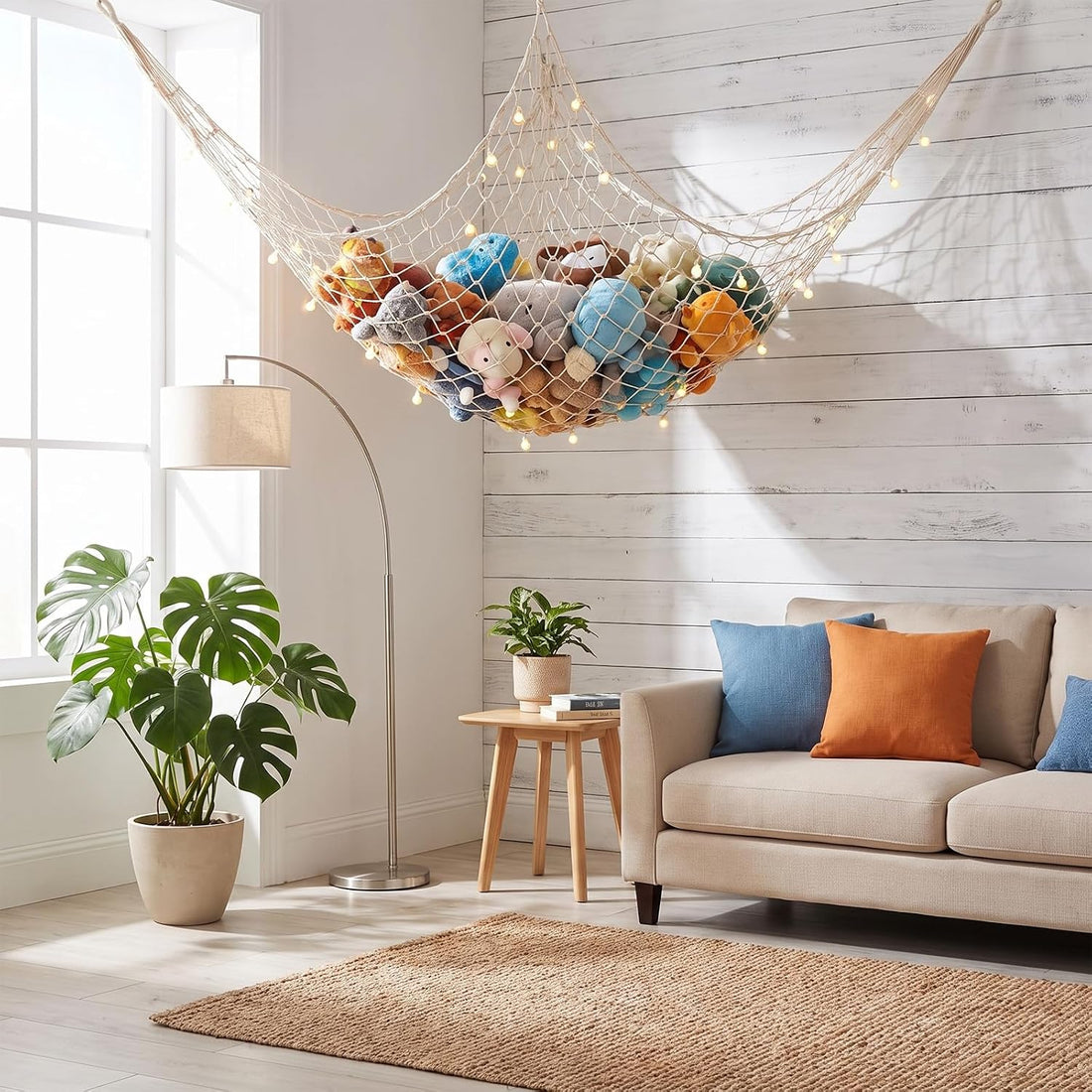 2 Pcs Fish Net Decorations, Natural Cotton Fishing Net Decor