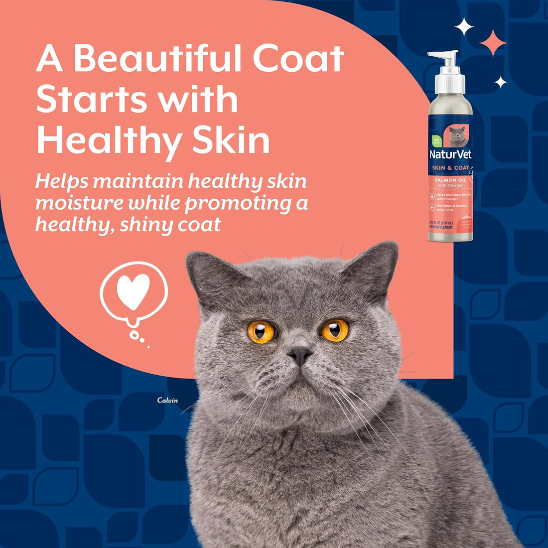 NaturVet Salmon Oil Skin & Coat Supplement for Cats