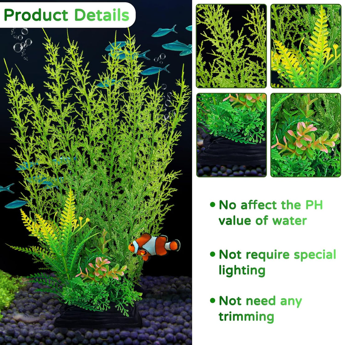 QUOZUO Fish Tank Accessories Large Plants, Green Fish Tank Decorations