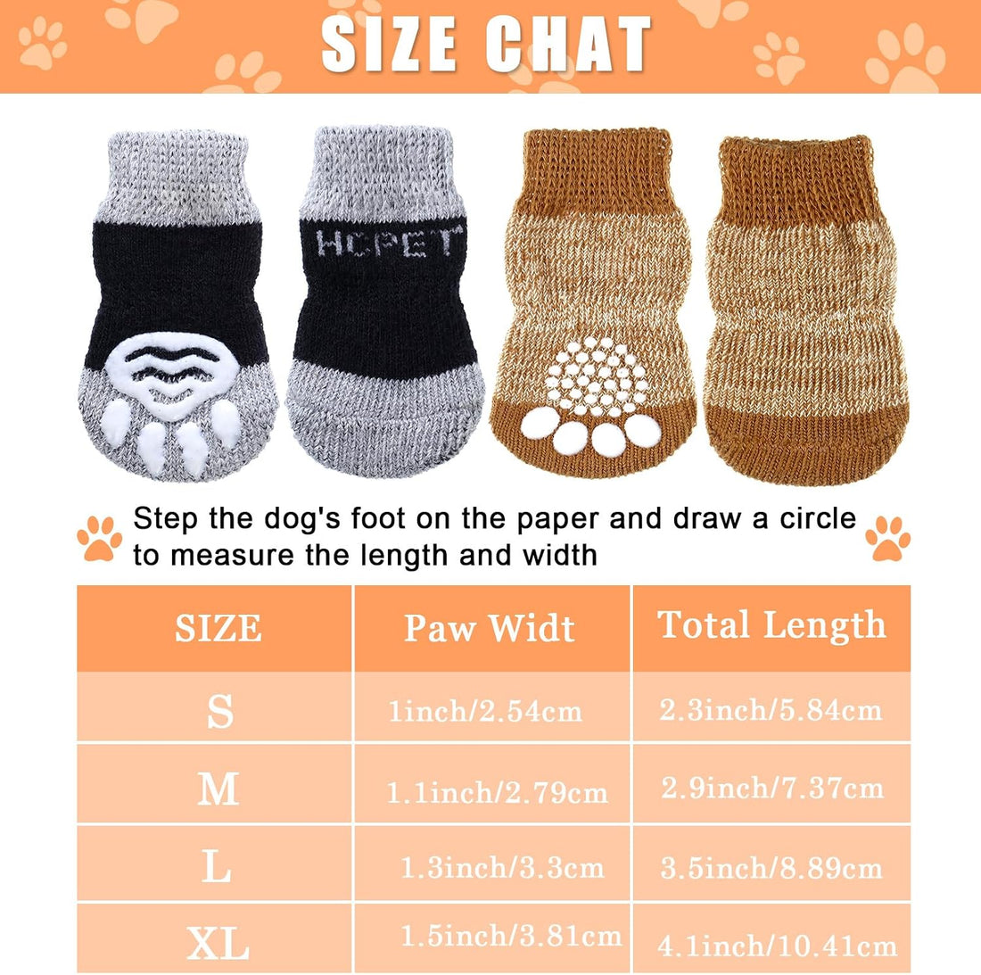 Frienda 8 Pcs Anti-Slip Dog Socks for Small Dogs and Cats