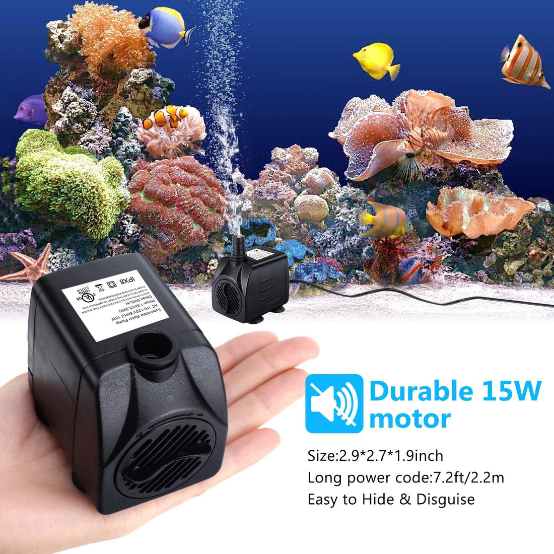 CWKJ Fountain, 2 Packs 220GPH Submersible Water Pump for Pond Aquarium