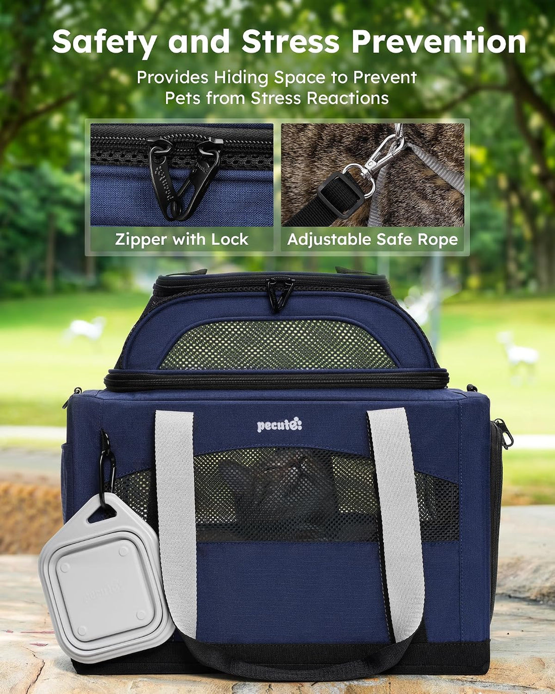 Pecute Cat Carrier, Top Expandable Dog Crate for Travel