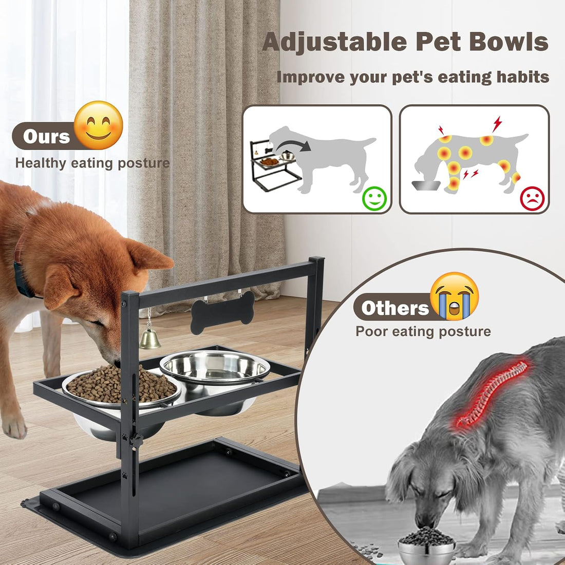 Elevated Dog Bowls with Slow Feeder for Large Dogs