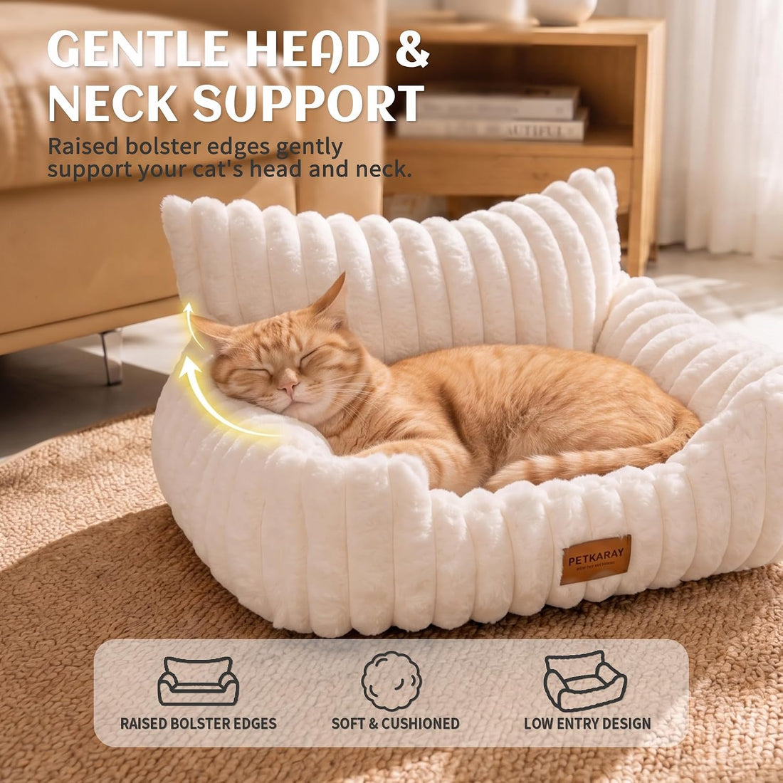 PETKARAY Cat Couch Bed, 24'' Soft Sofa for Indoor Cats