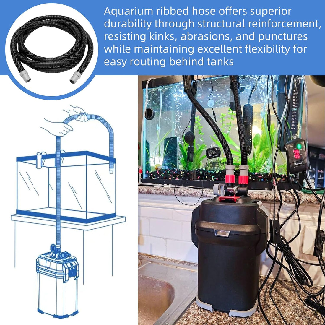 A20015 Ribbed Hosing Compatible with Fluval 407 307 Aquarium Pump