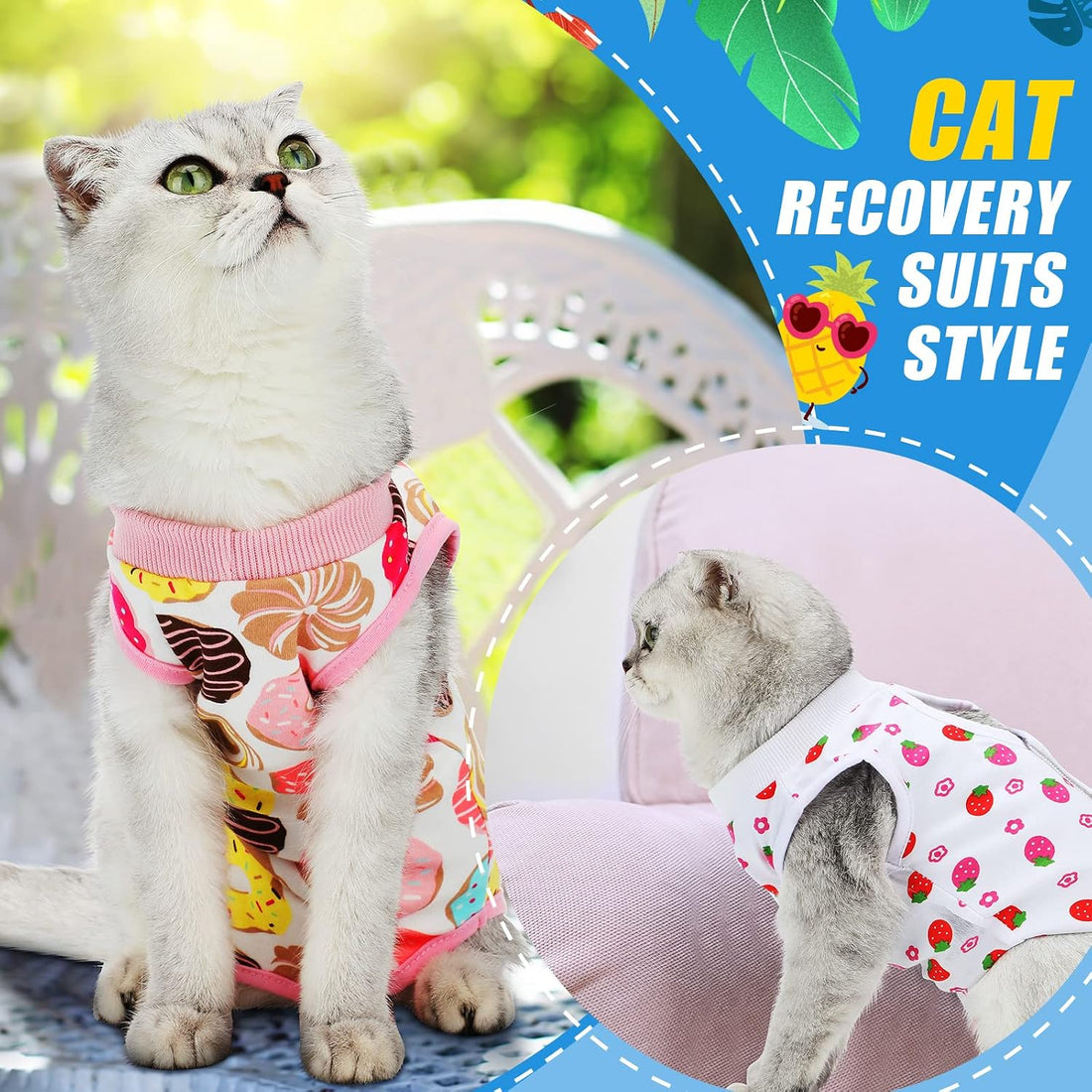 4 Pieces Cat Recovery Suits Body Wraps Breathable Kittens Recovery