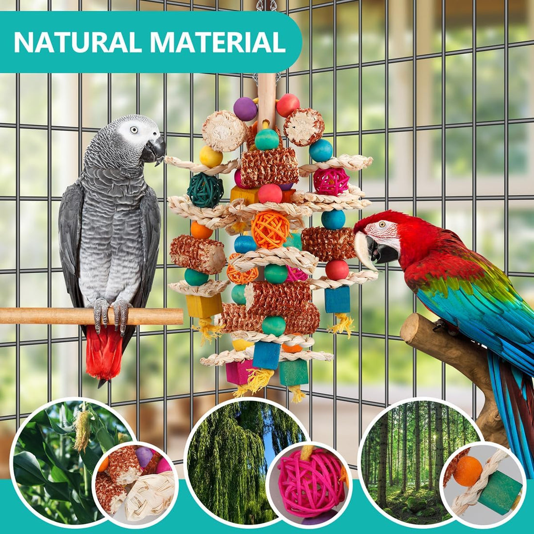 lovyoCoCo Parrot Toys Bird Toys Natural Corn Cob Bird chew Toys