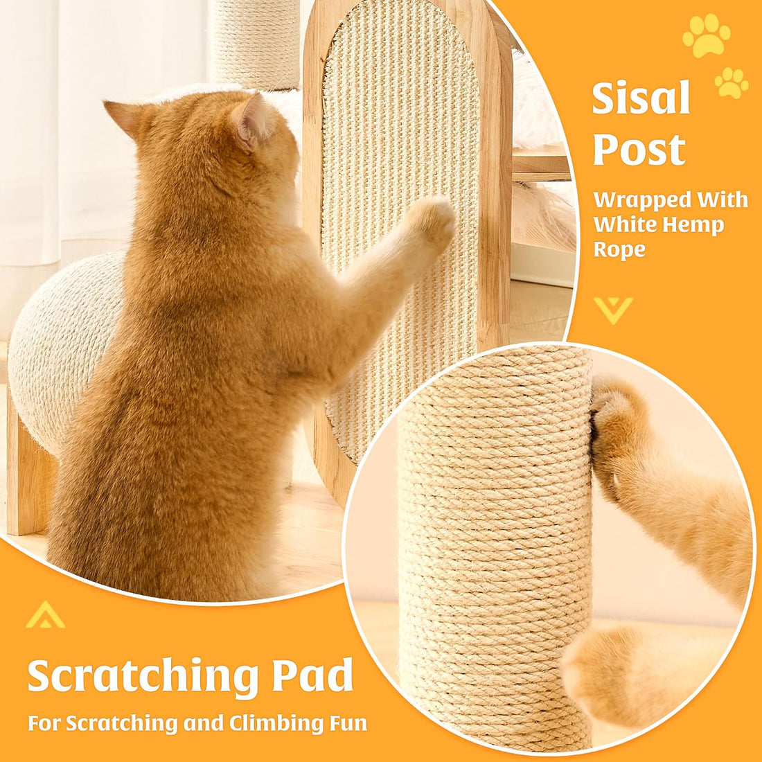 HITTITE Solid Wood Cat Tree Tower with Scratching Post