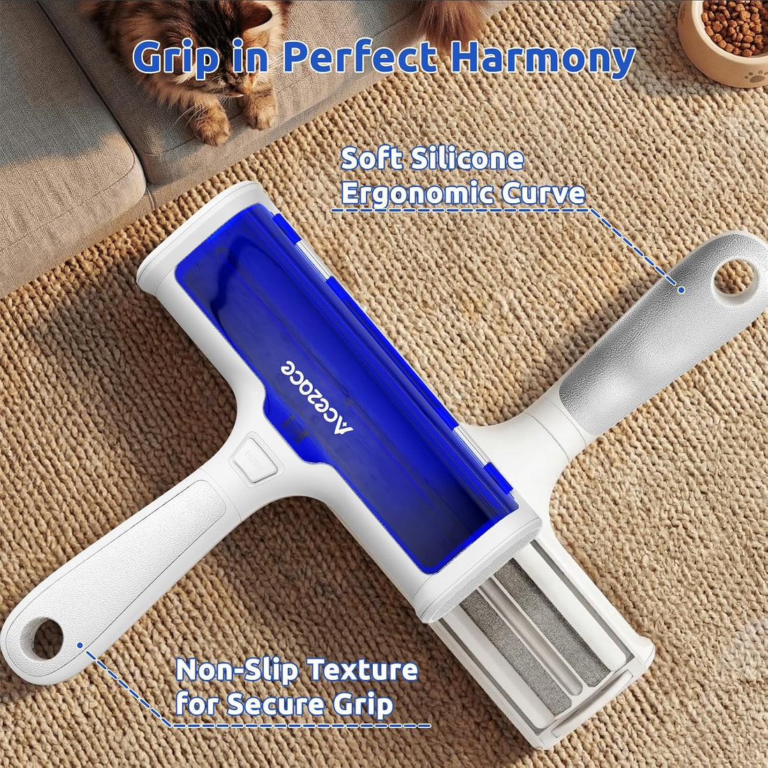 ACE2ACE Pet Hair Remover, Reusable Lint Roller with Translucent Bin