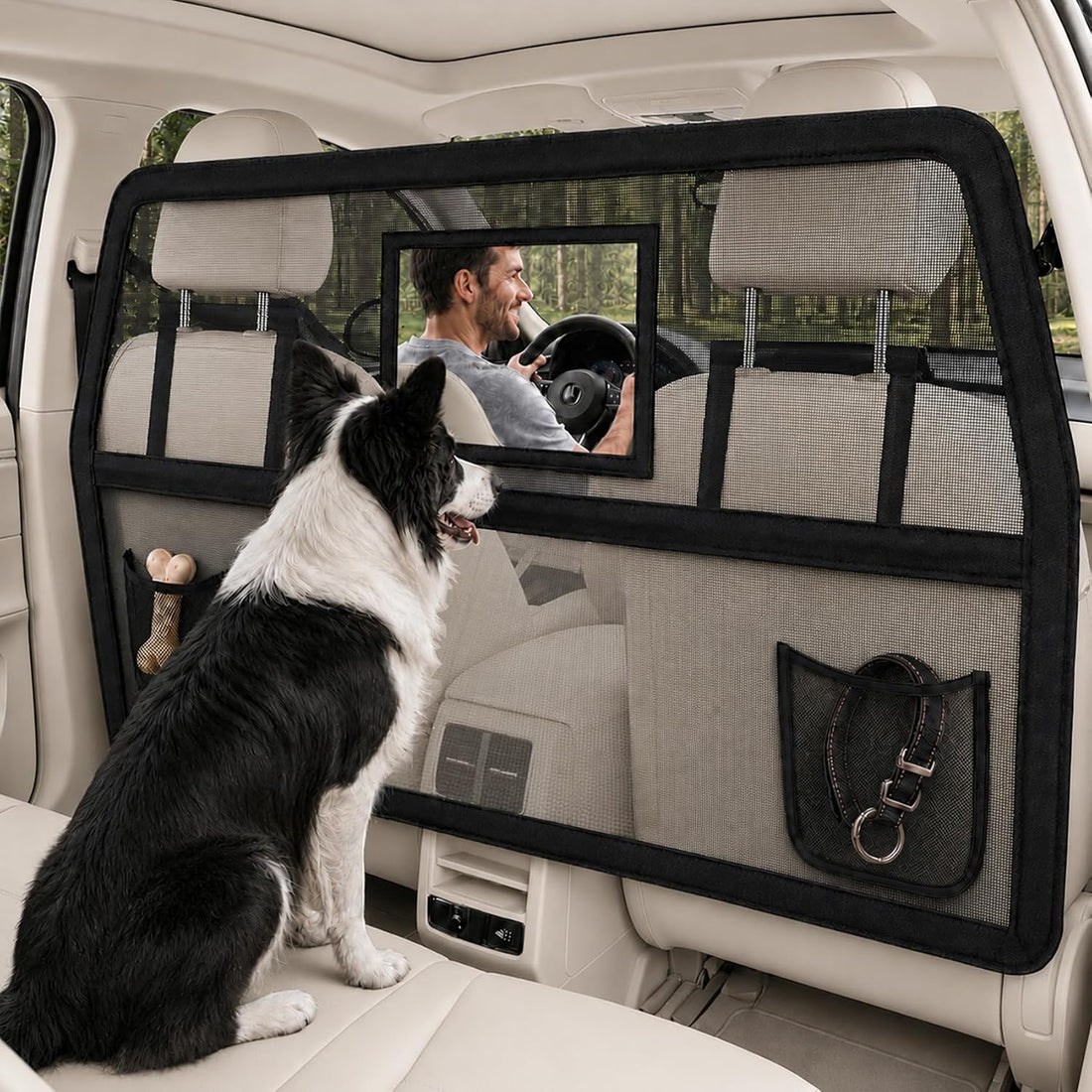 benut 52" Wide Dog Car Barrier with Window & Steel Frame