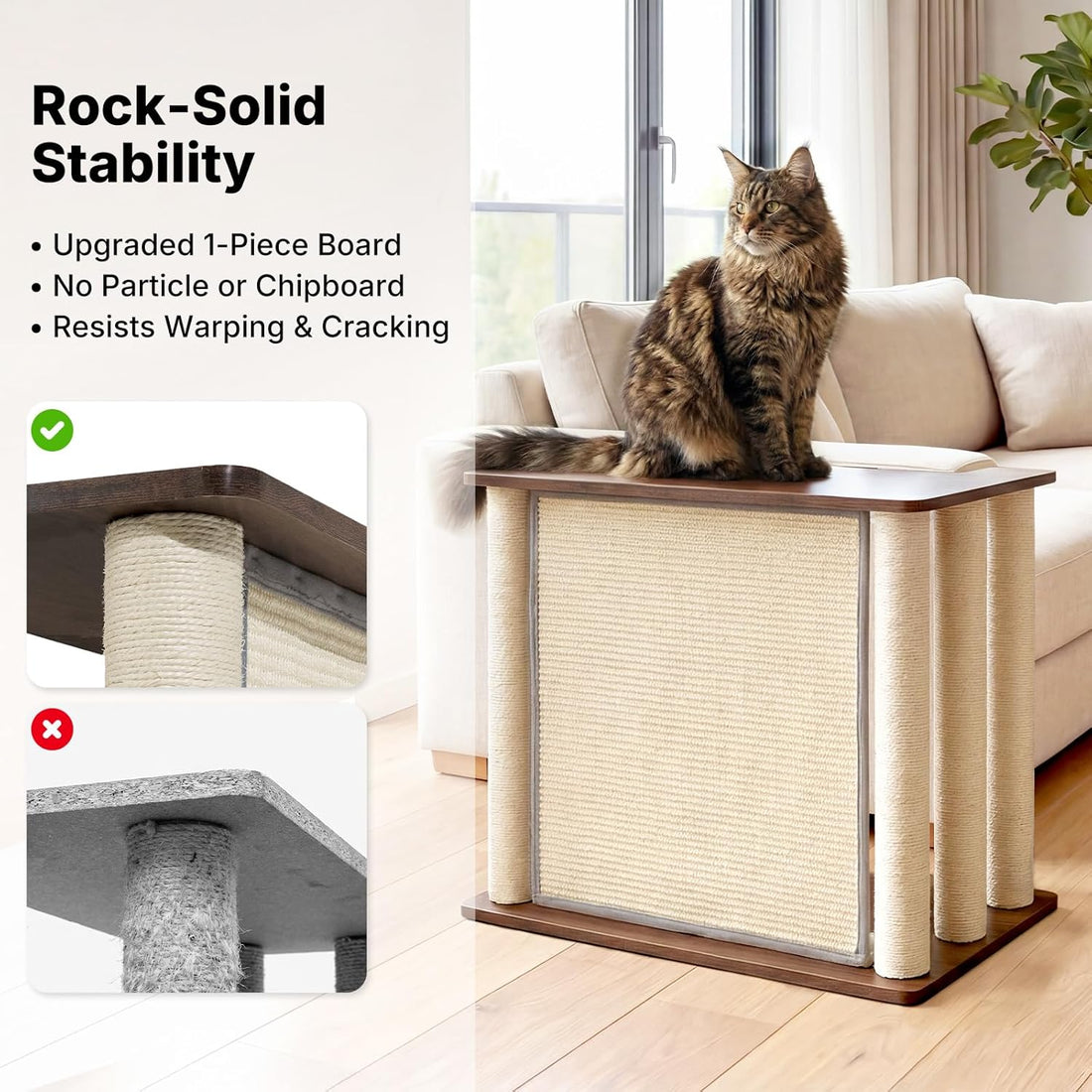 Veehoo Cat Scratcher Side Table for Couch, Sofa Protector End Table