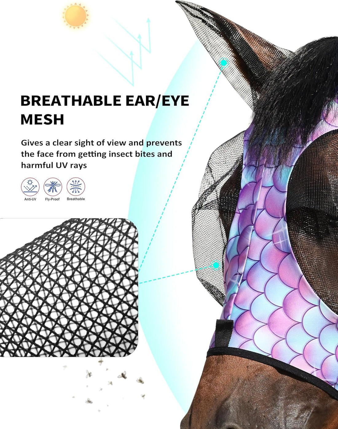 Harrison Howard Stretch Fly Mask with Forelock Opening and Patterns
